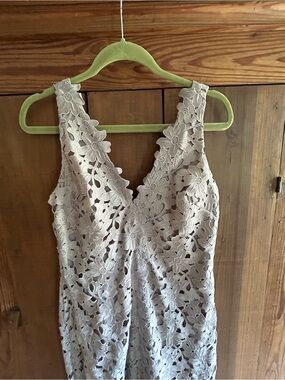 Vera Wang taupe Lace Maxi Dress